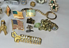 Junk Drawer Lot Vintage Jewelry Clip-on Earrings  Pins  Lighter  Keychain  Ring