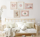 Vintage Pink Nursery Wall Art Bow Wall Decor Girls Room Decor 8x10 Unframed