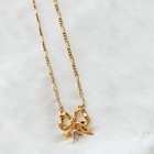 Authentic Vintage Nina Ricci Bow Ribbon Nr Logo Pendant Necklace Gold Coquette   