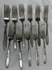 Set Of 11 Vintage 1847 Rogers Bros  Ambassador Silverplate Dinner Forks 7 5   