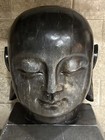 Antique Chinese asian Carved Black Stone Buddha Head Statue 43 Lb