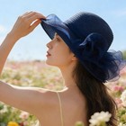 Izus Women s Organza Kentucky Fascinator Hat Derby Sun-hat Medium  Dark Navy