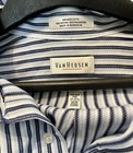 Van Heusen Wrinkle Free Men   s Dress Shirt Blue Stripe Xl 17 34 35 Business Sexy