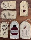 Primitive Style Ornaments Handmade Lot Of 6 