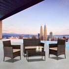 4pcs Outdoor Rattan Wicker Patio Set Garden Lawn Sofa Chair Cushioned Furniture
