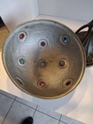 Antique Austrian Art Nouveau Jeweled Glass Hammered Shade Lamp