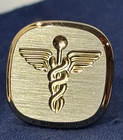 Vtg Caduceus Cufflinks Bullet Back Toggle Style Gold Tone Intaglio