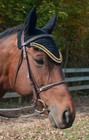 Paris Tack Premium Show Crochet Horse Fly Veil Bonnet With Crystal Brow 