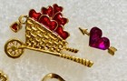 Avon Valentine   s Day Tack Pin Lot  7 Pins  Hearts Wheelbarrow Rhinestones