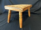 Vintage Hand Painted Wood Stool Folk Art 