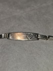 Sterling Silver Figaro Link Childs Heart Engraved Braclet Silver Braclet  2005