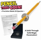 Pen Thru Coin Close Up Magic Trick Pocket Penetration Through Quarter Pencil Cig