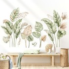 Boho Palm Leaves Wall Stickers Tropical Green Plants Peel And Stick Wall Art