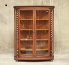 Antique American Oak Curved Glass Front China   Display Cabinet