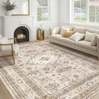 Vintage Living Room Area Rug 8x10 - Large Soft Washable Oriental 8  X 10  Beige