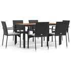 Garden Dining Set Black Pe Rattan 7 Piece Set Modular Vidaxl