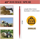 49  Square Hay Bale Spear 3000lb Spike Fork Tine W  Hex Nut   Sleeve For Tractor
