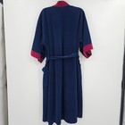 Vintage Vanity Fair For Him Mens Robe Navy Blue Burgundy Velour L Xl Made In Usa