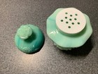 Avon Jadeite Moonwind Bubble Bath Bottle   Powder Sachet Container Vintage Rose