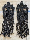 Antique Victorian Jet Black Glass Bead Hand Beaded Mourning Dress Appliqu  