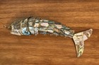 Vtg Mexican Abalone Mother Of Pearl Mop Articulated Fish Bottle Opener   8 25 
