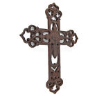 Fleur De Lis Decorative Wall Cross Layered Style Scrolls Rustic Cast Iron 11x8 