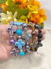 Beaded Cross Bracelets Stretch Colorful Faith Religious Jewelry Mix Color 6 Pcs