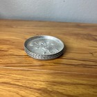 Vintage Set 4 Hammered Aluminum Floral Embossed Coasters Nestiing