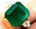 4 90 Ct Natural Emerald Art Deco Vintage Wedding Ring 14k Yellow Gold Finish