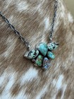 Navajo Handmade Sterling Silver Mixed Turquoise Cluster Bar Necklace 18   