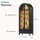 Arched Display Cabinet With Glass Doors 5-tier Curio Cabinet With 3 Color Lights
