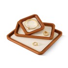 Wooden Jewelry Display Tray Rounded Rectangle Ring Showcase Stackable Elegant   