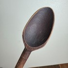 Vintage Antique Solid Wood Long 14 5 Inch Handle Flat Back Stirring Spoon