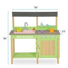 Wooden Kids Mud Kitchen With Water Play Set   Cooking Toys  36 h