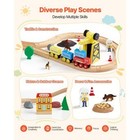 70pcs Wooden Train Set  With Magnetic Crane  Wood Train Track Toy For Kids Ages