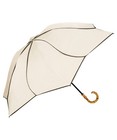 Wpc Uvo Uv 100  Block Folding Umbrella Floral Beige Bamboo Handle Japan New