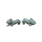 Pair Chinese Rustic Oxidized Patina Fengshui Pixiu Metal Figure Gb008