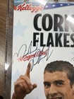 Michael Phelps Signed Kellogg   s Corn Flakes Box    2008 Olympics    encased Display