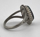 Vtg Native American Indian Sterling Silver Green Turquoise Stone Tribal Ring 4