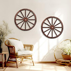 Set Of 2 Vintage Wood Garden Wagon Wheels  Rustic Decor  brown  12 Inch 