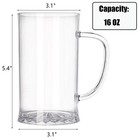 Zeayea Set Of 6 Plastic Beer Mug  16 Oz Acrylic Drinking Cups With Handle  Cl   