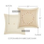 Farmhouse 18 x18  Cotton Wreath Pillow Creme Embroidered   Home Decor Vhc Brands