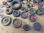 Lot Of 37 Vintage Toy Truck Tractor Car Rubber Wood Tires Rims Axles Varied Size