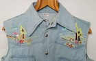 Vtg Black Tulip Holland  1970 s Indigo Denim Jeans Men s Biker Vest Embroidered