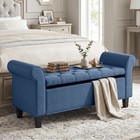 47  Storage Ottoman Bench  Tufted End Of Bed Bench  Blue