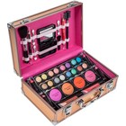 Shany Carry All Make Up Train Case With Pro Makeup Set Rose Gold