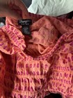 Wrangler Retro Womans Peasant Top Orange Pink Blouse Size Medium