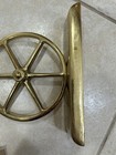 Vintage 60s Virginia Metal Crafters Brass Wheel Colonial Williamsburg   Bookend 