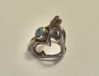 Vintage Turquoise Southwestern Silver Sandcast Openwork Ring