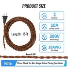15ft Vintage Twisted Lamp Cord With Plug  Ul Listed 18 2 Cloth Covered Electr   